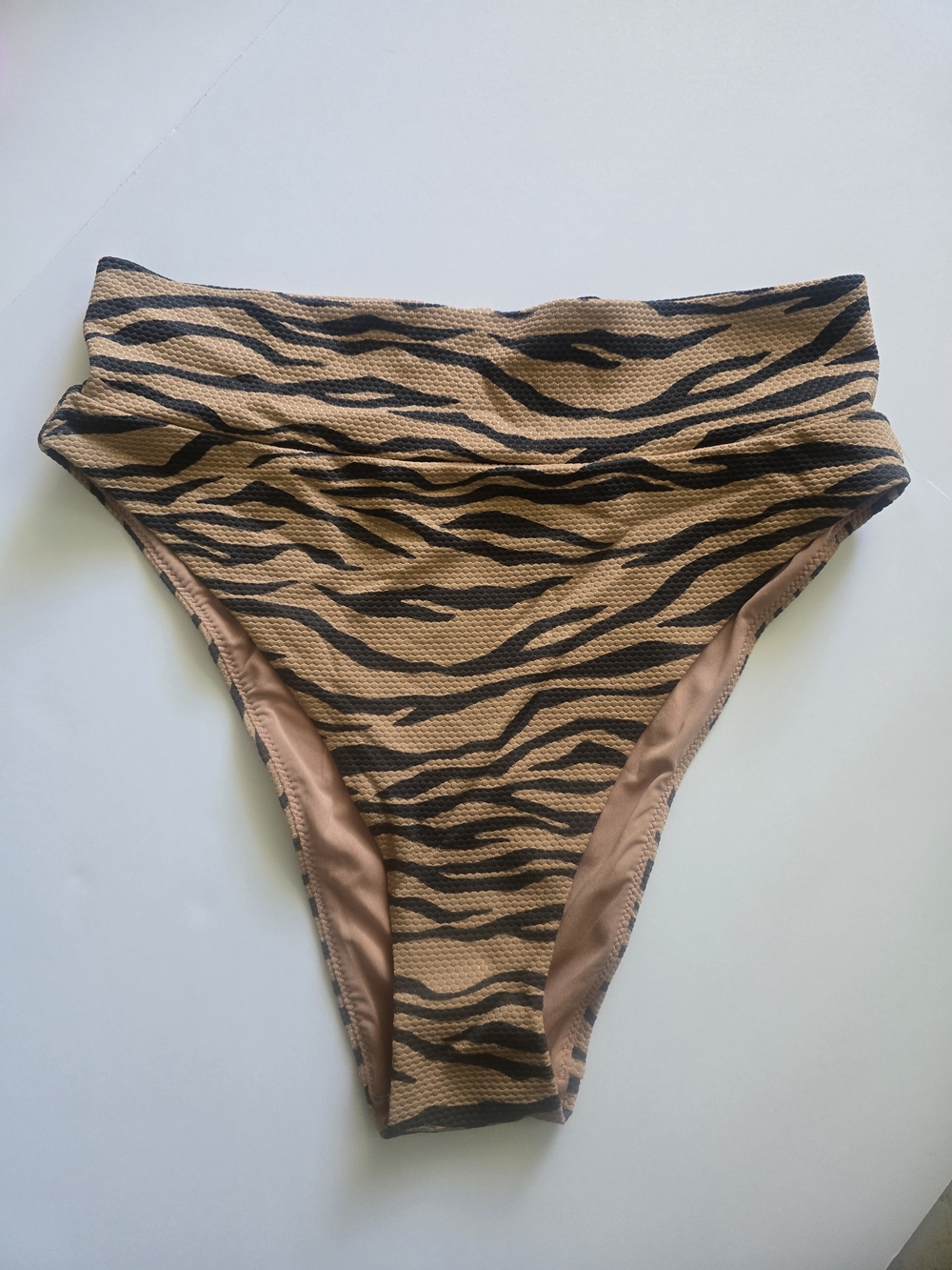 aerie Tan and Black Tiger-Print High-Waist Bikini Bottoms
